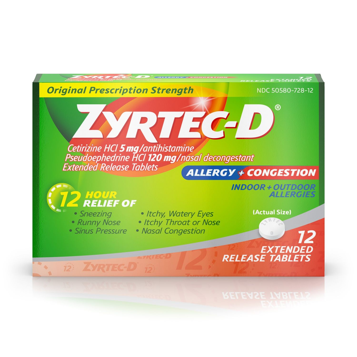 Zyrtec-D 12 Hour Allergy Medicine & Nasal Decongestant Tablets, 12 Ct | CVS