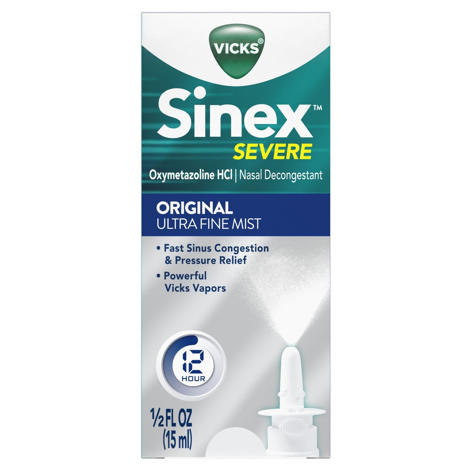 Vicks Sinex Severe Original Ultra Fine Mist Nasal Spray Decongestant - 0.5 Fl Oz