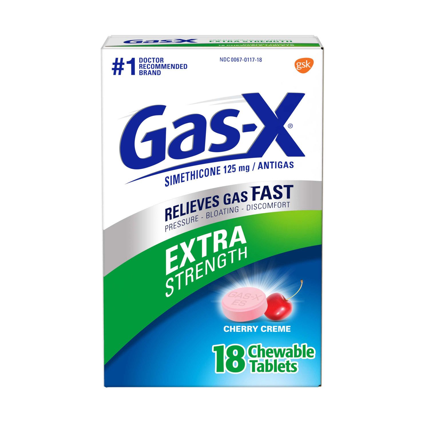 GAS-X X/STR CHEWABLE CHERRY 18CT