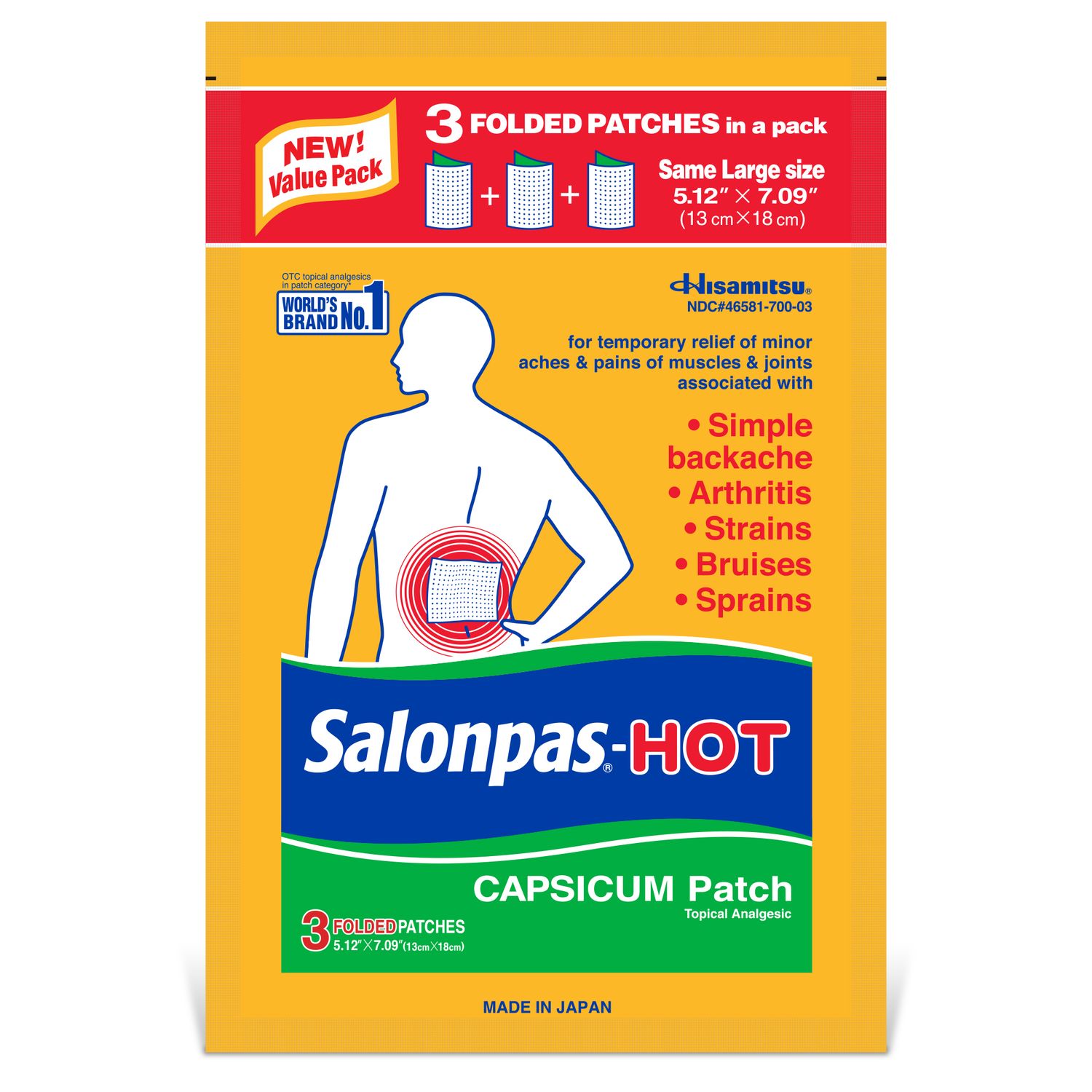 SALONPAS 3CT HOT CAPSICUM PATCH 12X3