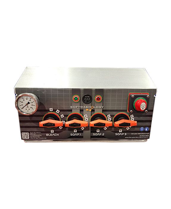 SoftwashOlogy 4 Valve Metering Control Panel