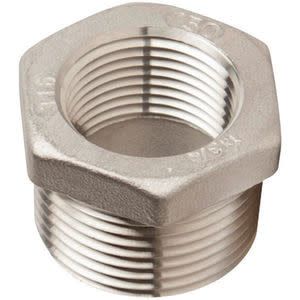 3/4" M-NPT x 1/2" F-NPT 150 lb 316 Stainless Steel Threaded Cast Hex Bushing