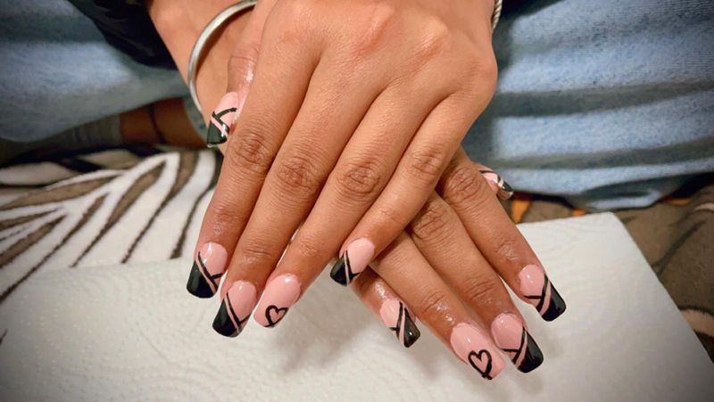Black French Tips on Nude