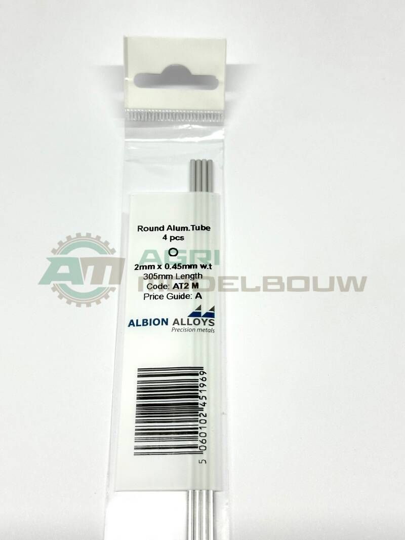 4x aluminium buis Ø 2x0,45mm L305mm Albion Alloys