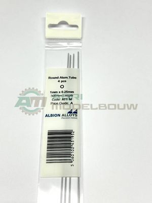 4x aluminium buis Ø 1x0,25mm L305mm Albion Alloys