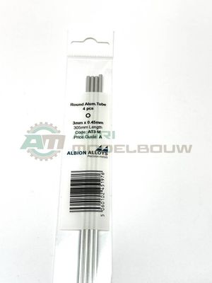 4x aluminium buis Ø 3x0,45mm L305mm Albion Alloys