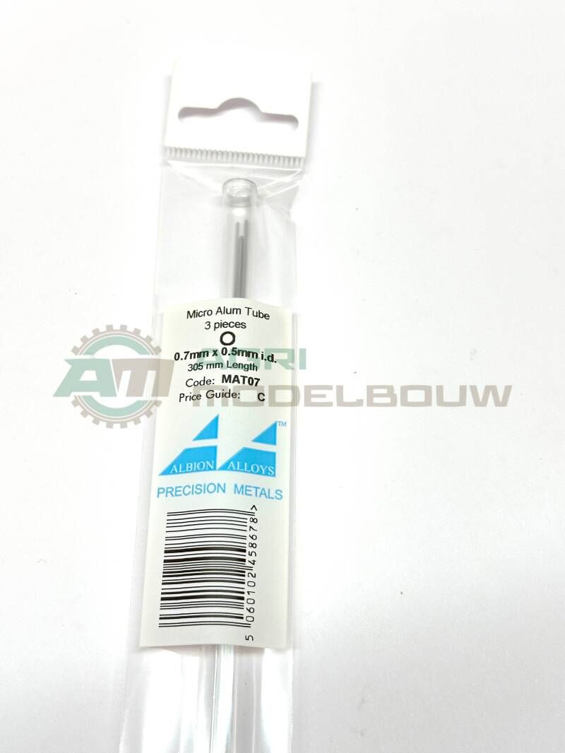 3x aluminium buis Ø 0,7x0,5mm L305mm Albion Alloys