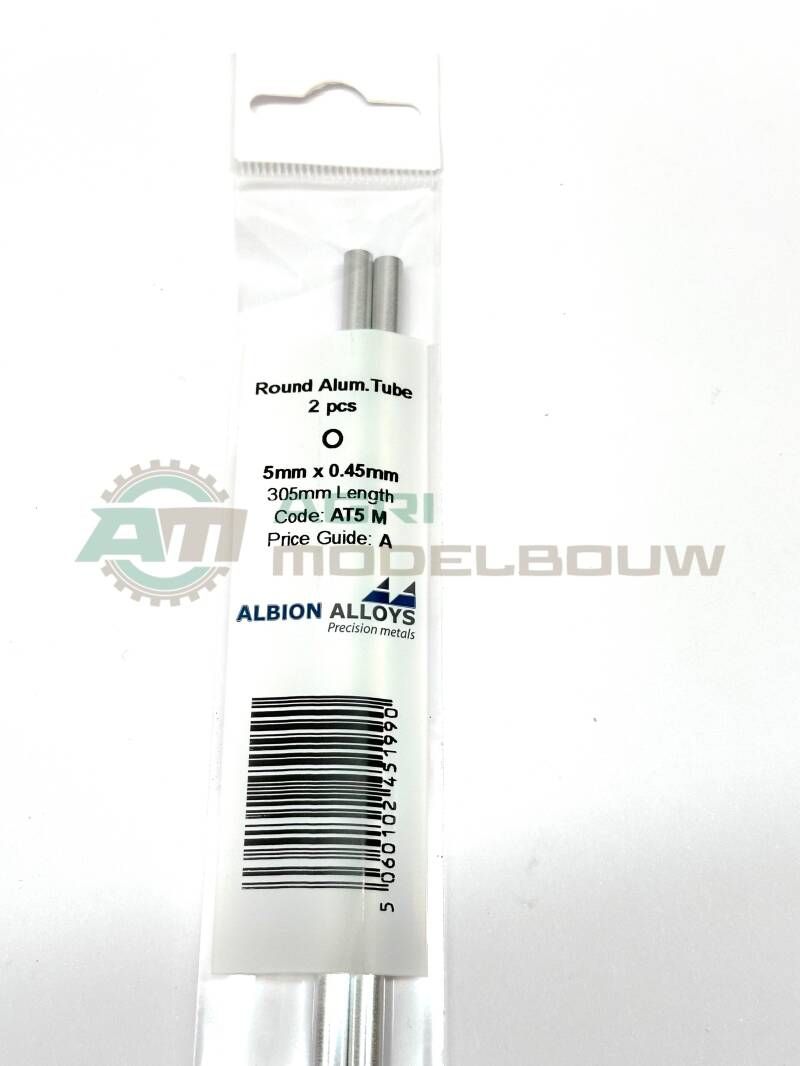 2x aluminium buis Ø 5x0,45mm L305mm Albion Alloys