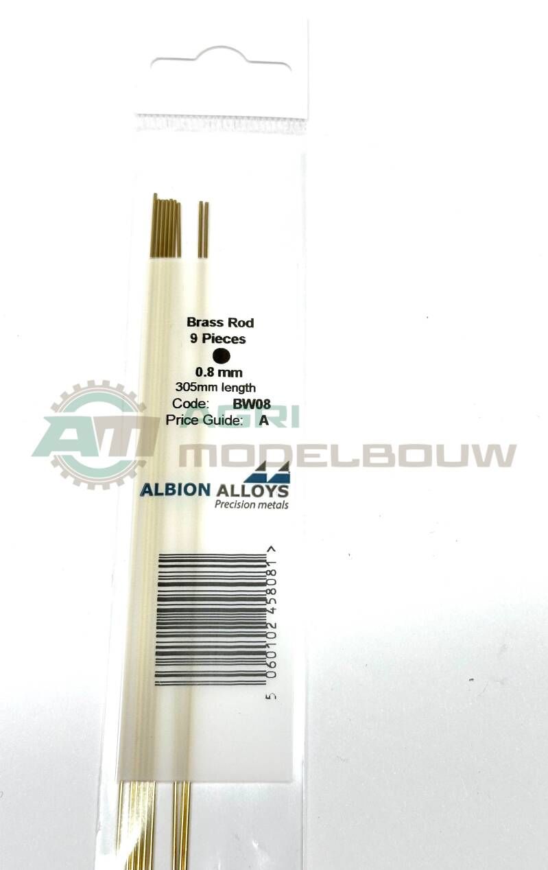 9x Messing staaf 0,8mm Albion Alloys