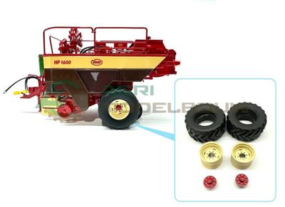 2x Trelleborg TWIN 421 600/55-26,5 Ø41,5mm + resin velgen en naven Vicon beige/rood gespoten