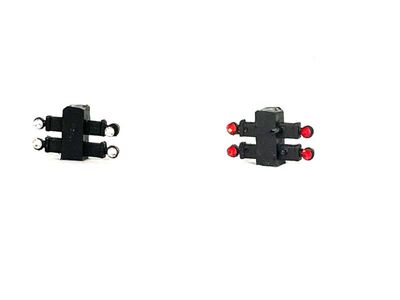 4x Kleine breedte lampen rood/wit