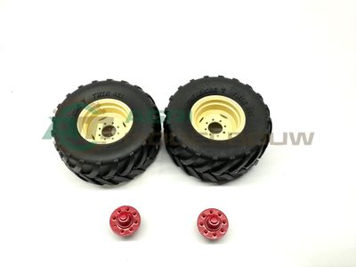 2x Trelleborg TWIN 421 600/55-26,5 Ø41,5mm + resin velgen en naven Vicon beige/rood gespoten