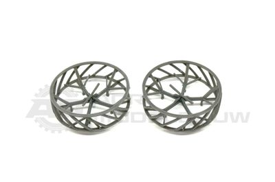 Set of Molcon cage wheels, silver painted &amp; fitted with red handles