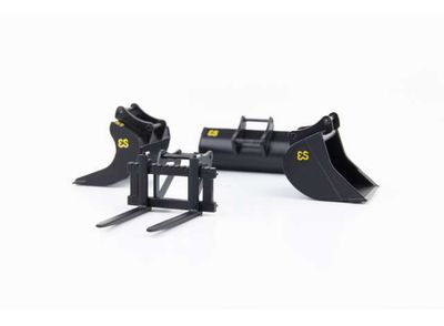 Eurosteel excavator attachment set (licensed)S6/S60 connection (fits the volvo EWR150E) Excavator bucket. Ditch-cleaning bucket. Skeleton bucket. Pallet Fork