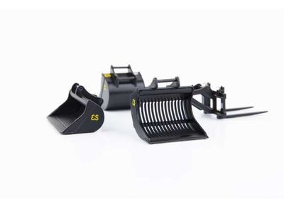 Eurosteel excavator attachment set (licensed)S6/S60 connection (fits the volvo EWR150E) Excavator bucket. Ditch-cleaning bucket. Skeleton bucket. Pallet Fork