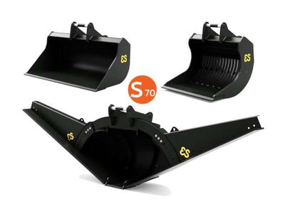 Eurosteel excavator attachment set (licensed)S70 connection (fits only on the volvo EC220E) Excavator bucket. Skeleton bucket. Adjustable Trapezoidal bucket