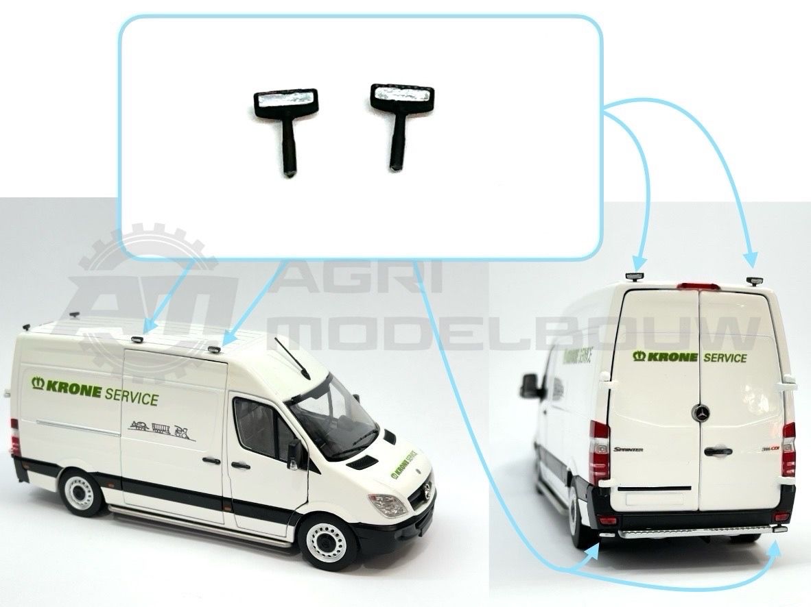 2x LED werklampen rechthoek klein