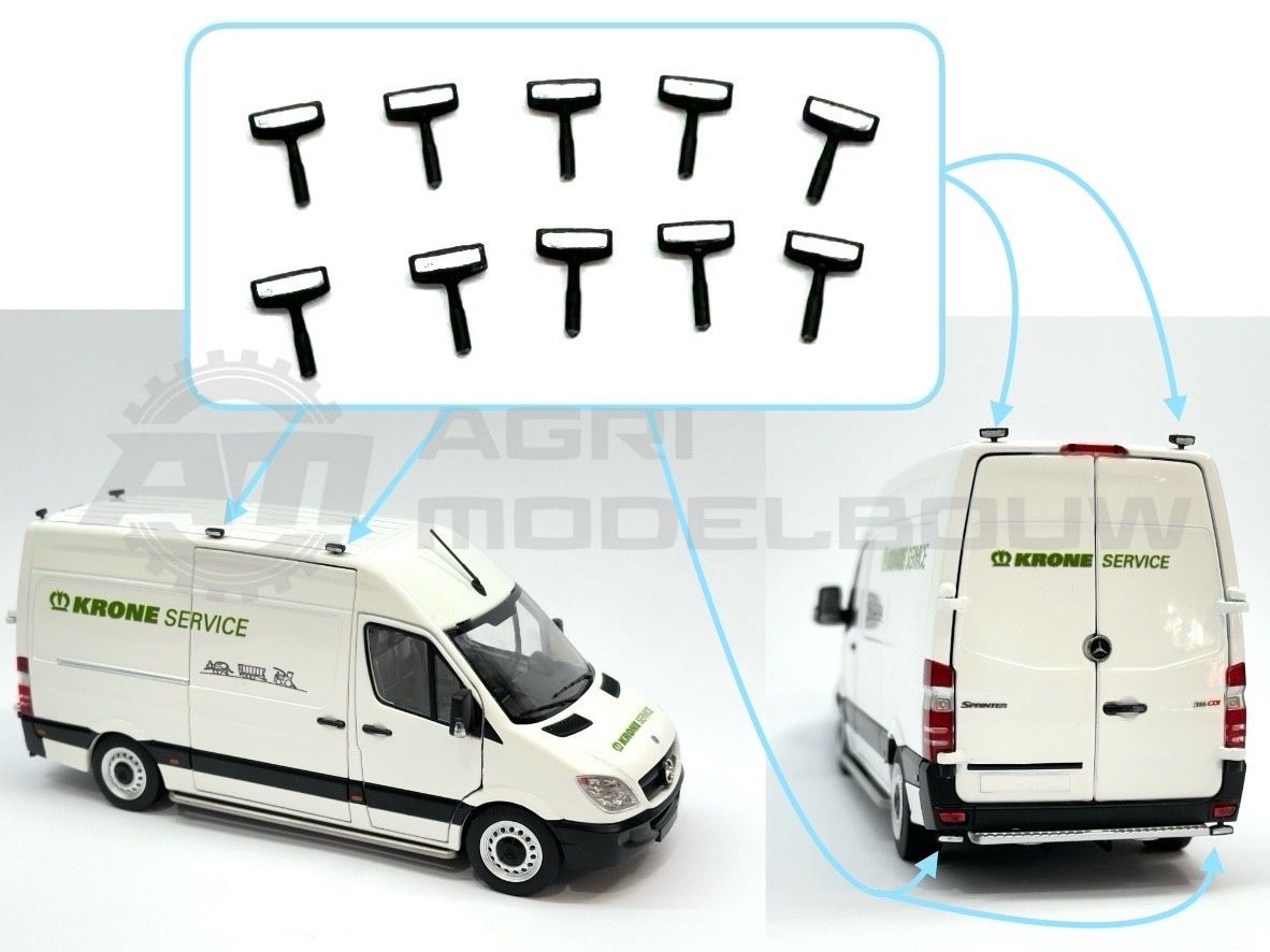 10x LED werklampen rechthoek klein