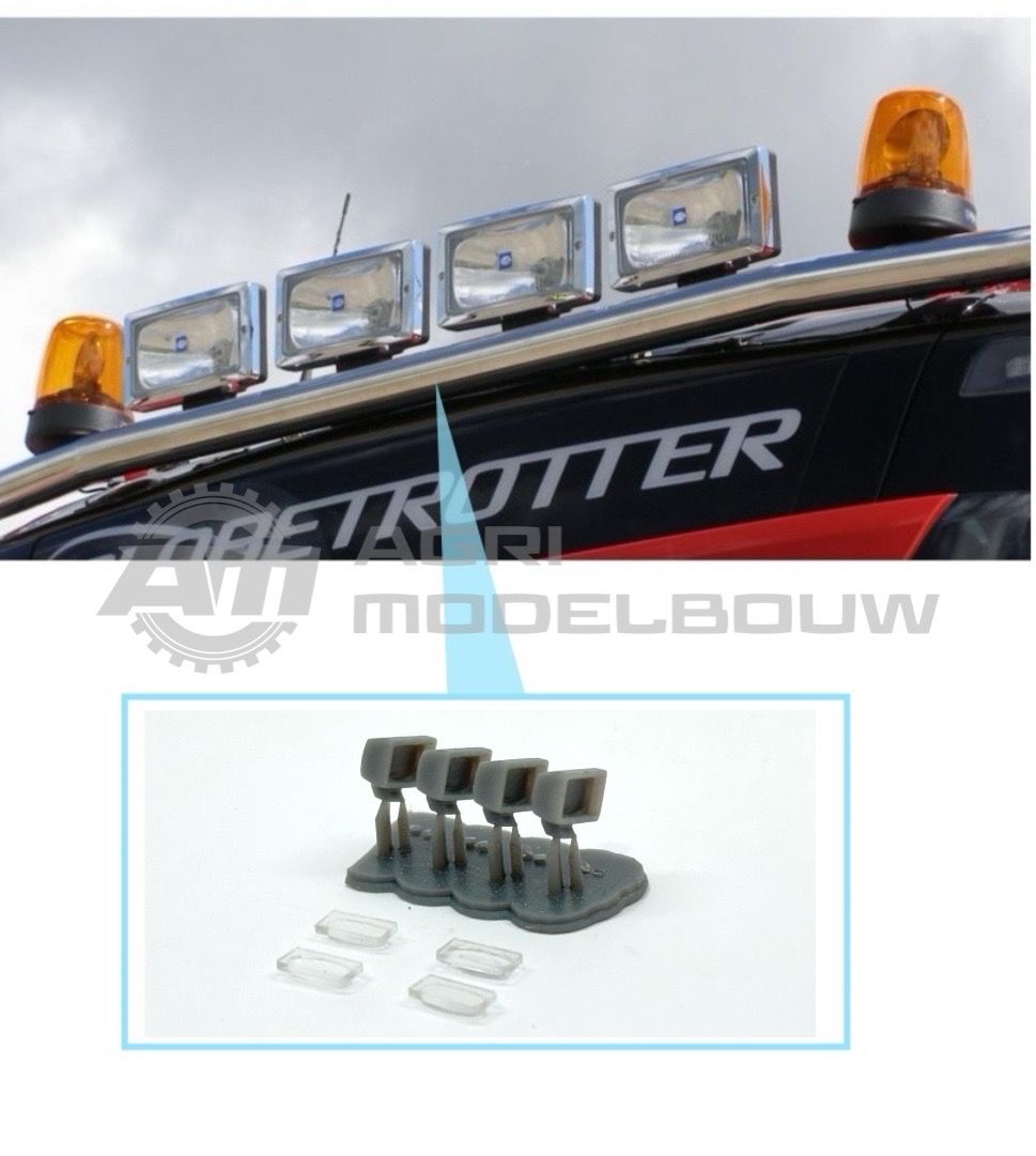 4x Hella Jumbo 220 verstraler met voetje blank