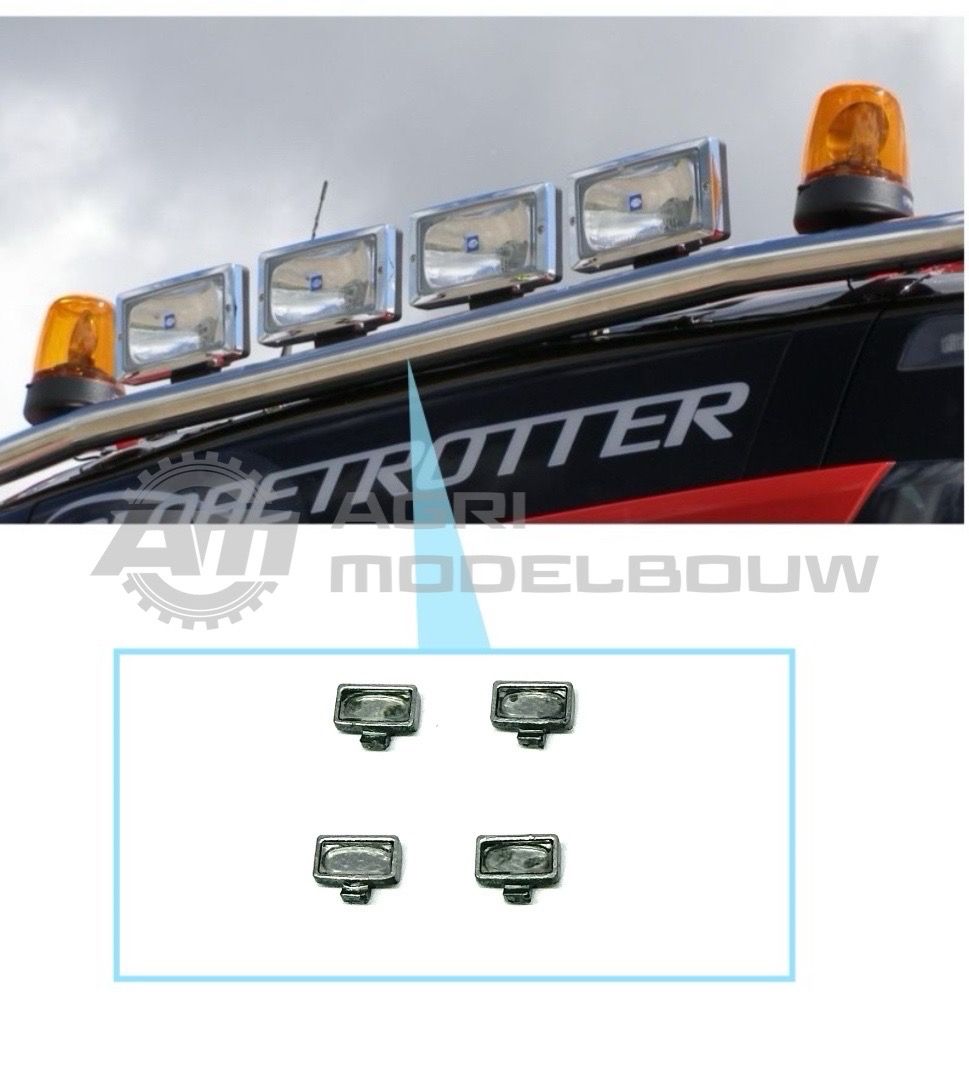 4x Hella Jumbo 220 verstraler met voetje Chrome