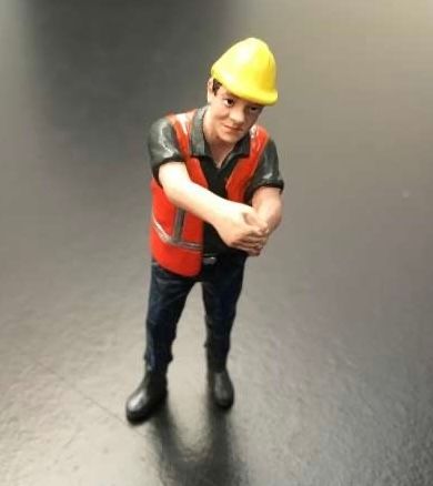 Stephan connecting chain.Orange safety jacket with helmet Hand painted detailed diorama figure.