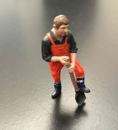 Roland Spading.Orange safety jacket with helmet Hand painted detailed diorama figure in overall