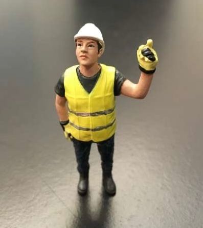 Jaap hoisting Yellow safety jacket with helmet Hand painted detailed diorama figure in overall
