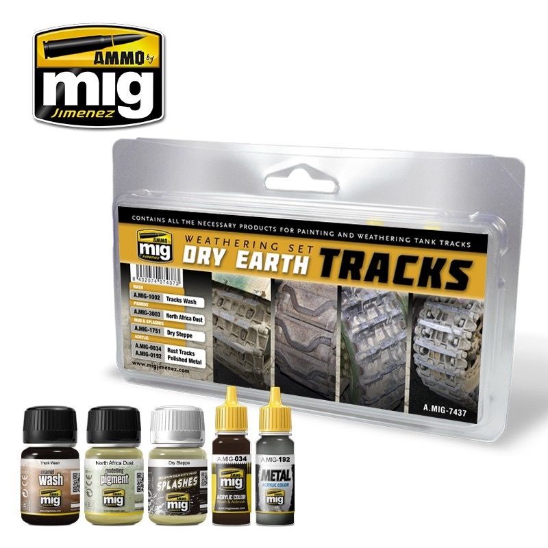 AMMO-MIG 7437 Dry Earth Tracks Weathering Set