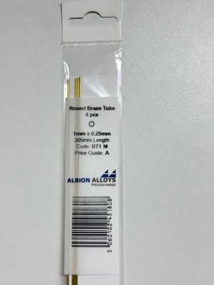 4x messing buis Ø 1,0x0,30mm L305mm Albion Alloys