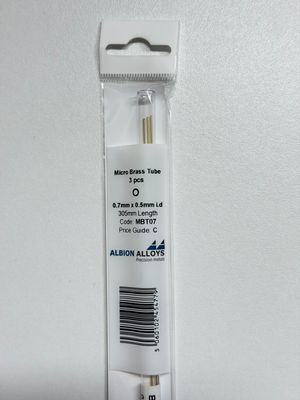 3x messing buis Ø 0,7x0,5mm L305mm Albion Alloys