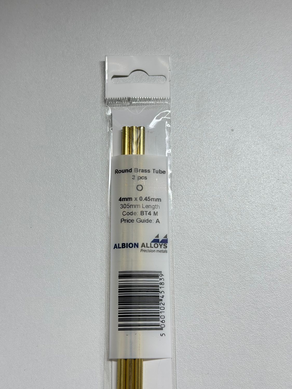 3x messing buis Ø 4,0x0,45mm L305mm Albion Alloys