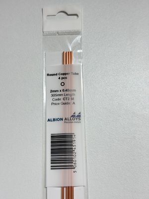 4x koper buis Ø 2,0x0,45mm L305mm Albion Alloys