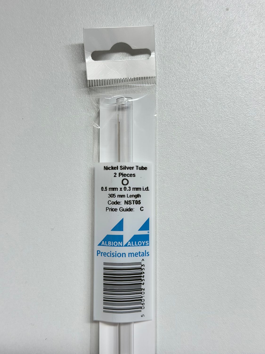 2x nikkel zilver buis Ø 0,5x0,3mm L305mm Albion Alloys