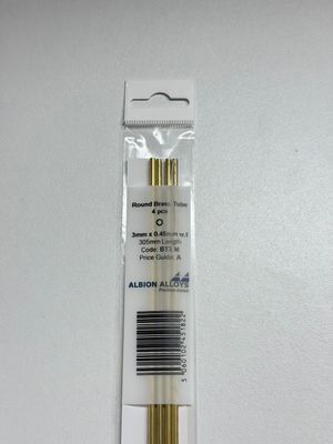 4x messing buis Ø 3,0x0,45mm L305mm Albion Alloys