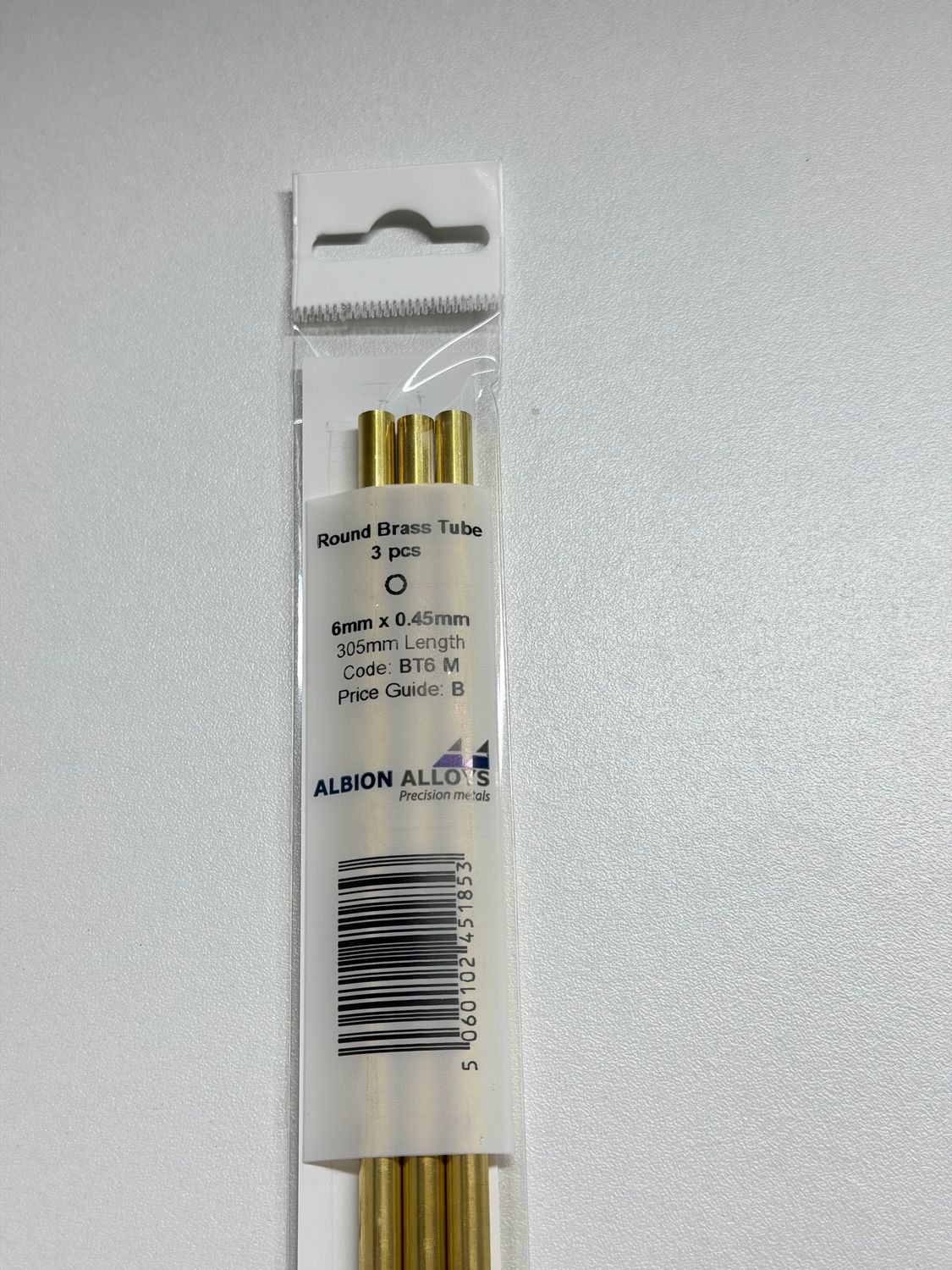 3x messing buis Ø 6,0x0,45mm L305mm Albion Alloys