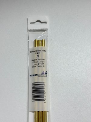 3x messing buis Ø 6,0x0,45mm L305mm Albion Alloys