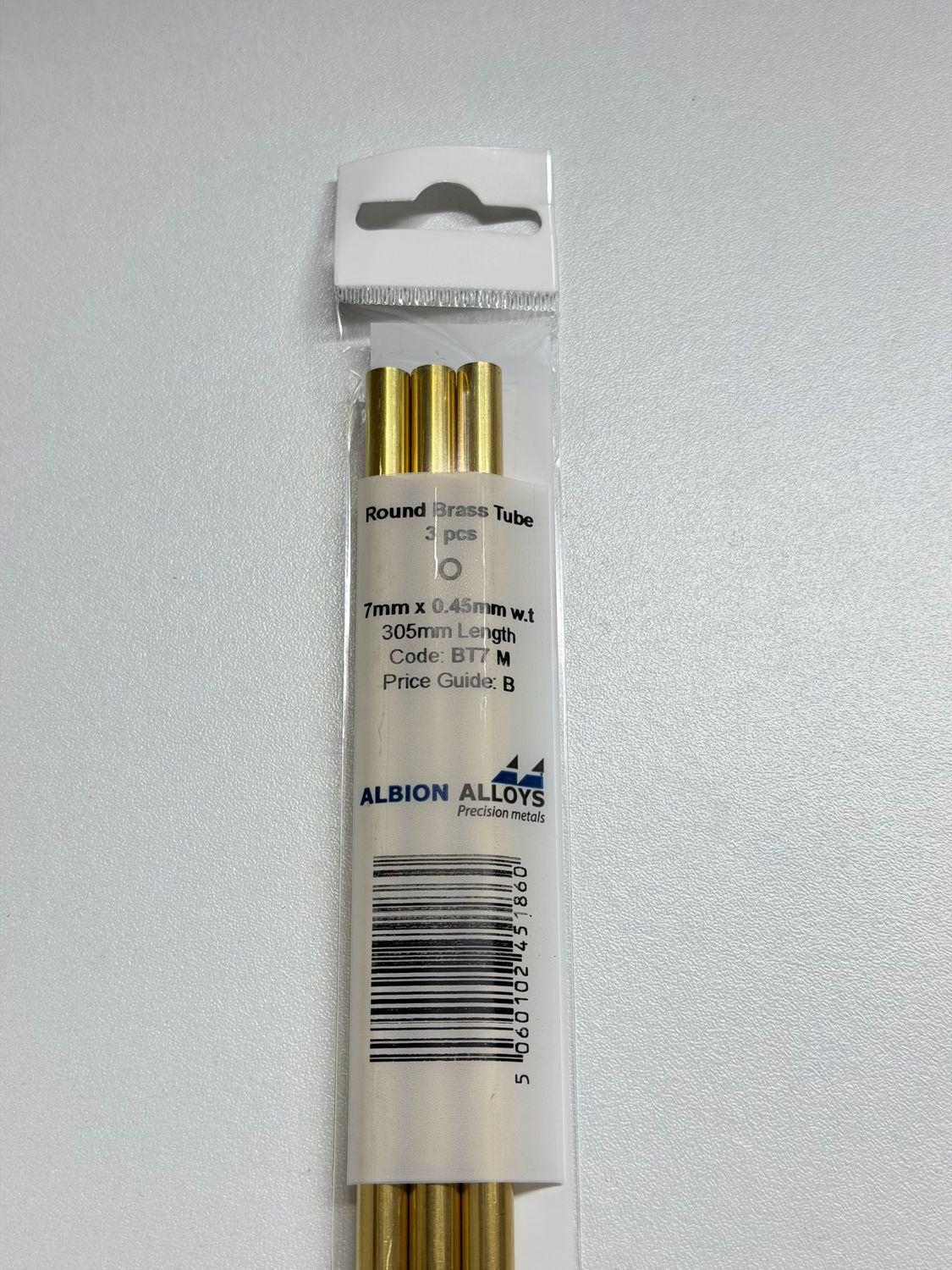 3x messing buis Ø 7,0x0,45mm L305mm Albion Alloys