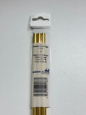 3x messing buis Ø 7,0x0,45mm L305mm Albion Alloys