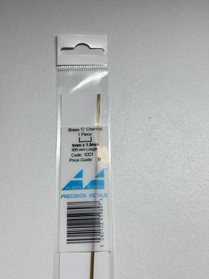 1x Messing C profiel 1x1,5x1mm L305mm Albion Alloys