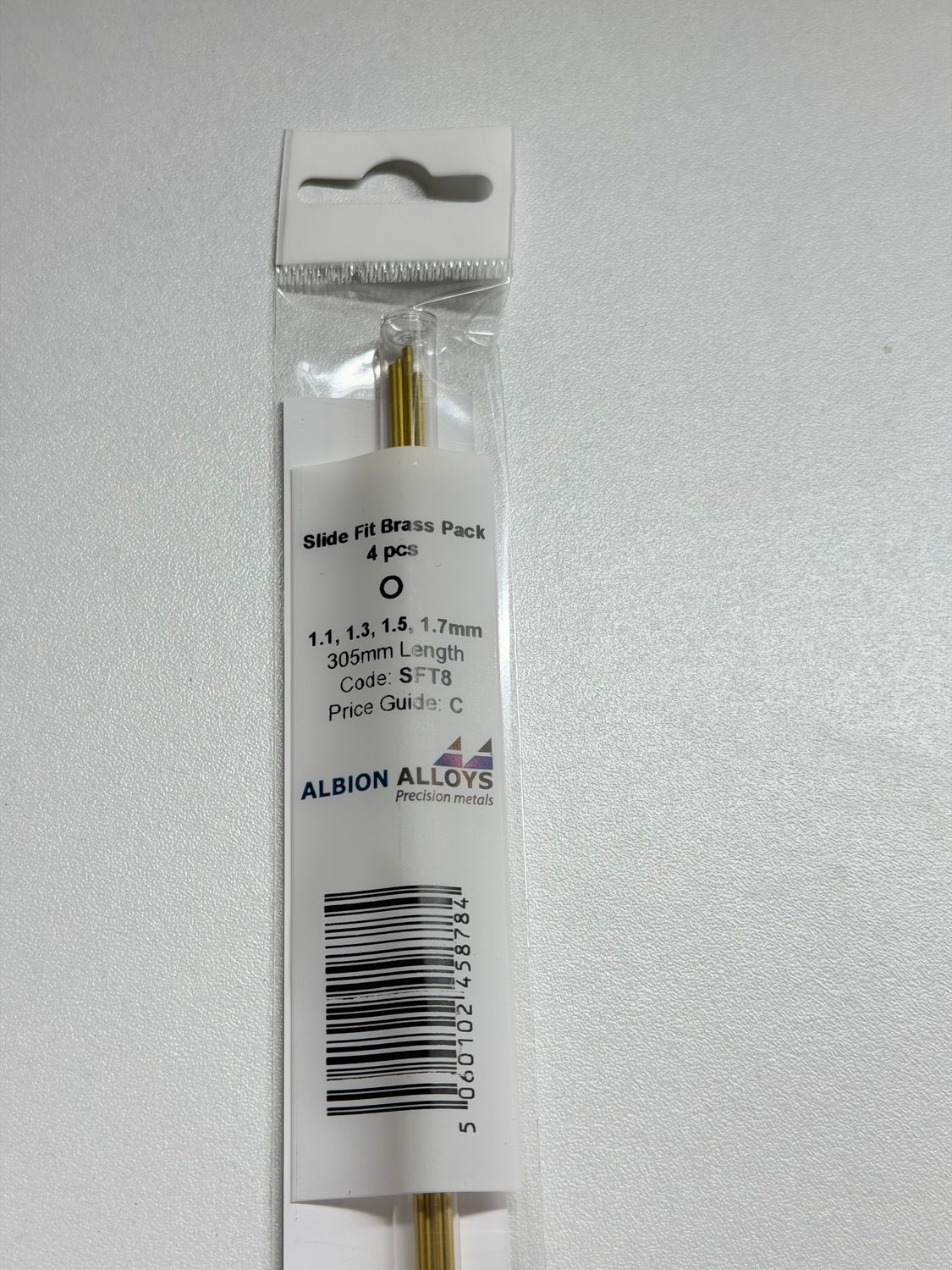 Messing Slide Fit set Ø 1,1-1,3-1,5 &amp; 1,7mm Albion Alloys