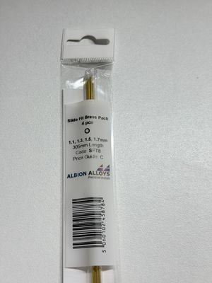 Messing Slide Fit set Ø 1,1-1,3-1,5 &amp; 1,7mm Albion Alloys