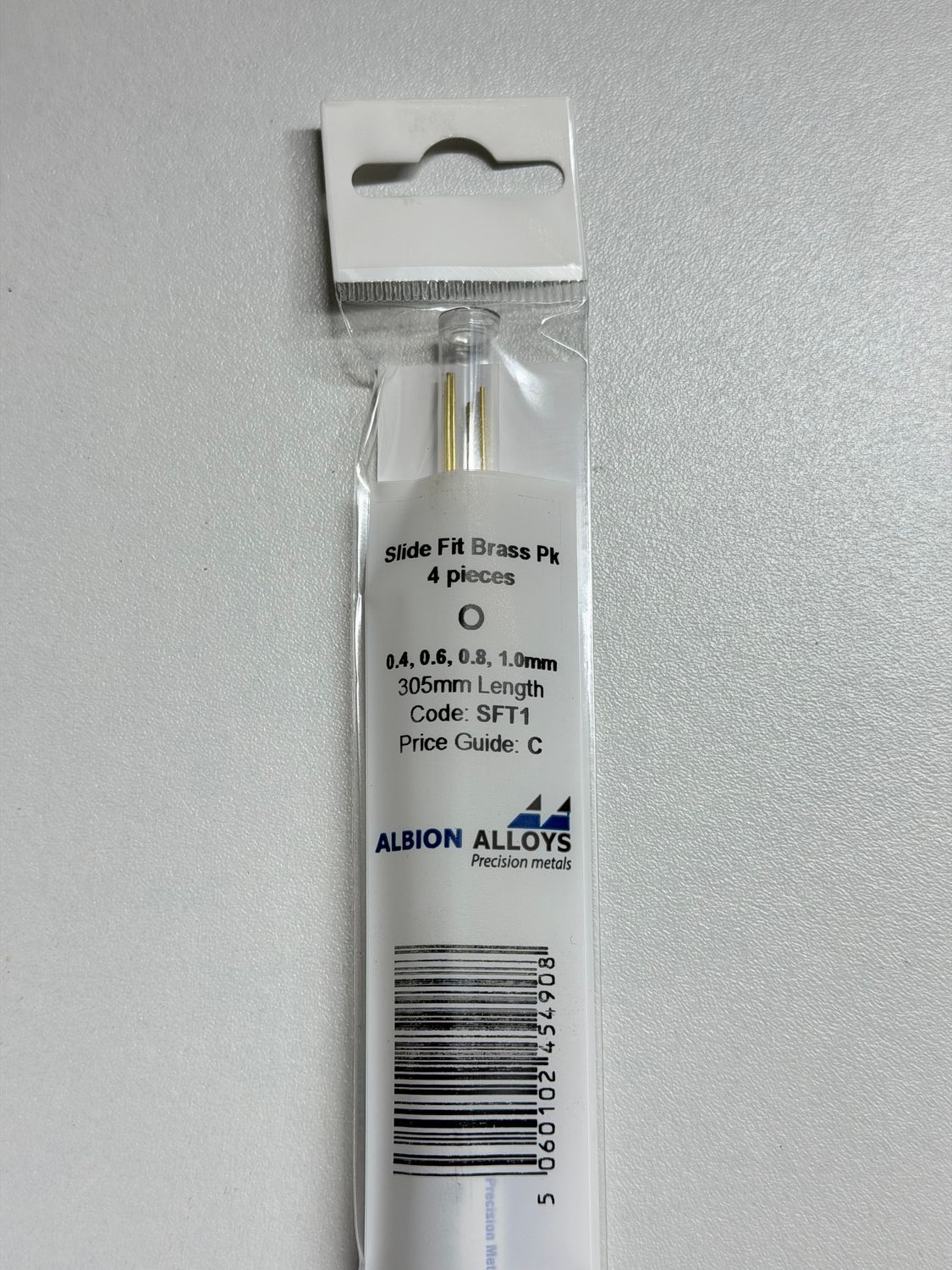 Messing Slide Fit set Ø 0,4-0,6-0,8 &amp; 1,0mm Albion Alloys