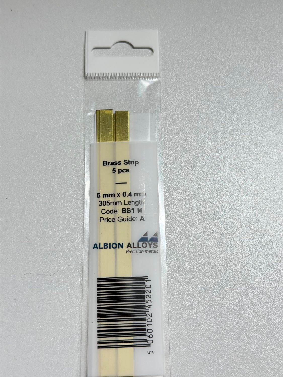 5x messing strip 6x0,4mm L305mm Albion Alloys