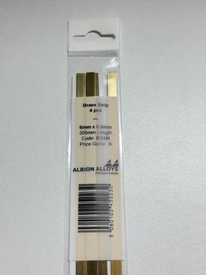 4x messing strip 6x0,6mm L305mm Albion Alloys