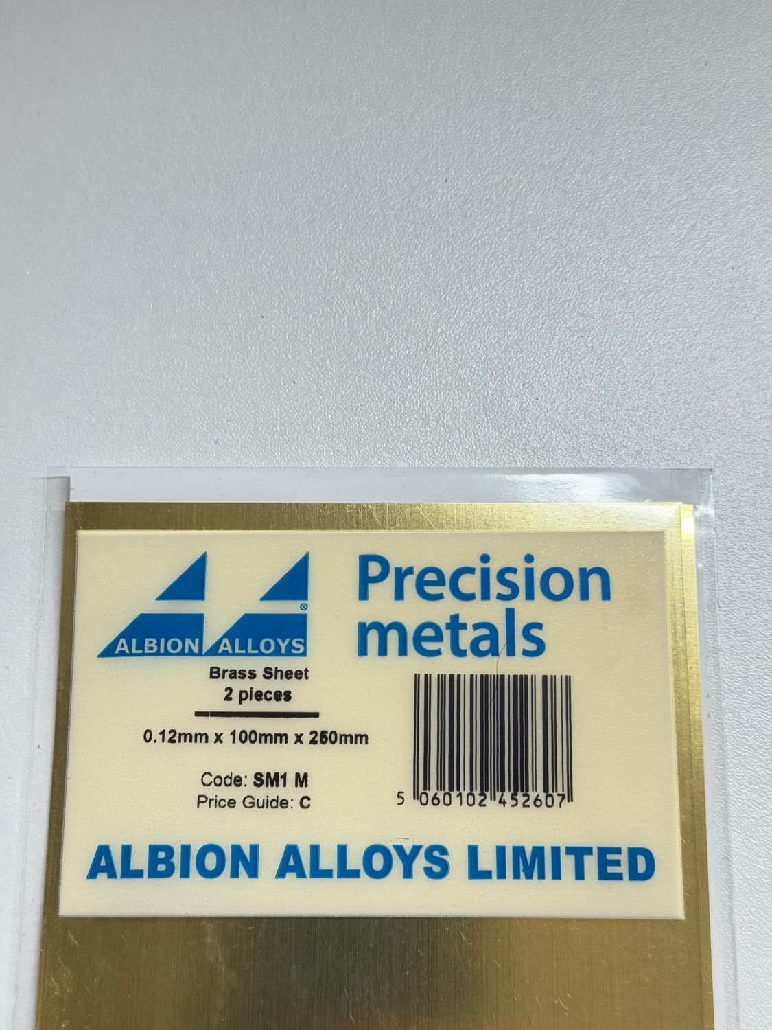 2x Messing plaat 0,12x100x250mm Albion Alloys