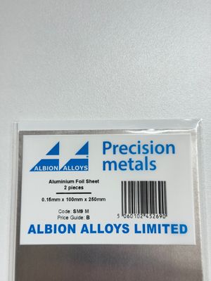 2x Aluminium plaat 0,15x100x250mm Albion Alloys
