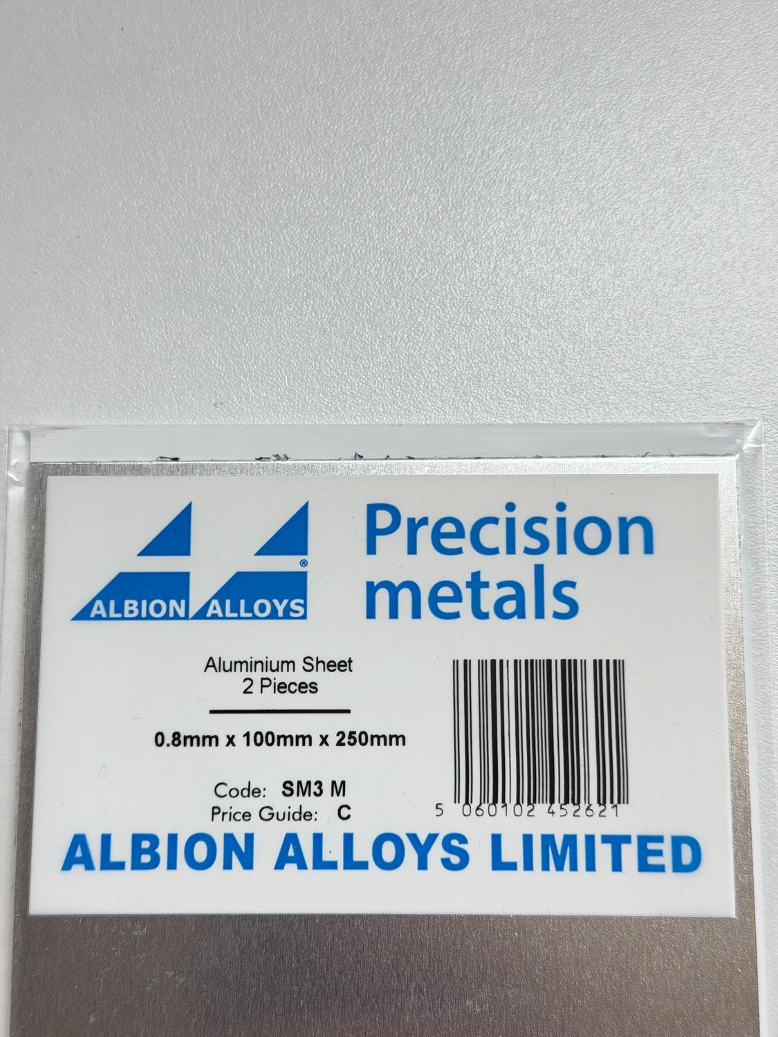 2x Aluminium plaat 0,80x100x250mm Albion Alloys