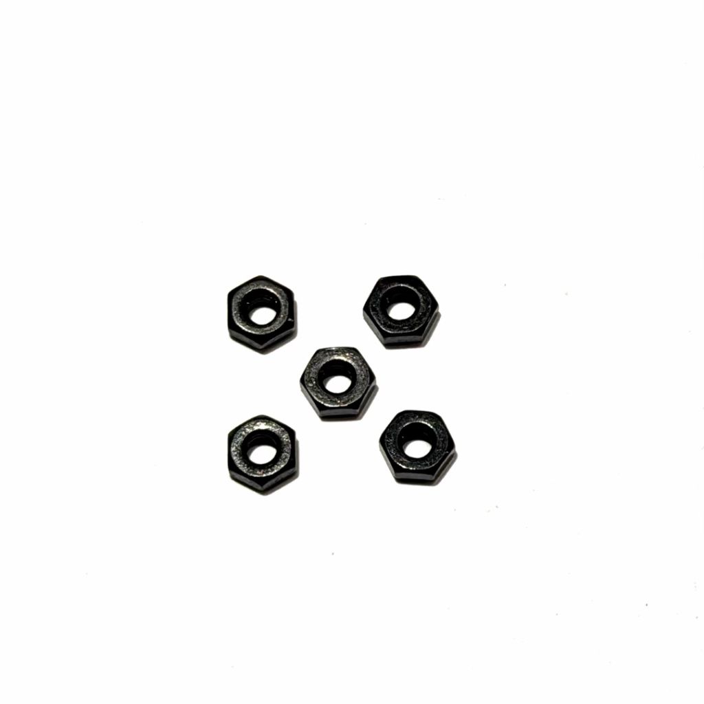 5x Zeskant moer M2,5 Staal zwart DIN 934