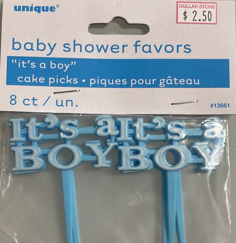 &quot;It’s a Boy&quot; 8pk Baby Shower Cake Picks
