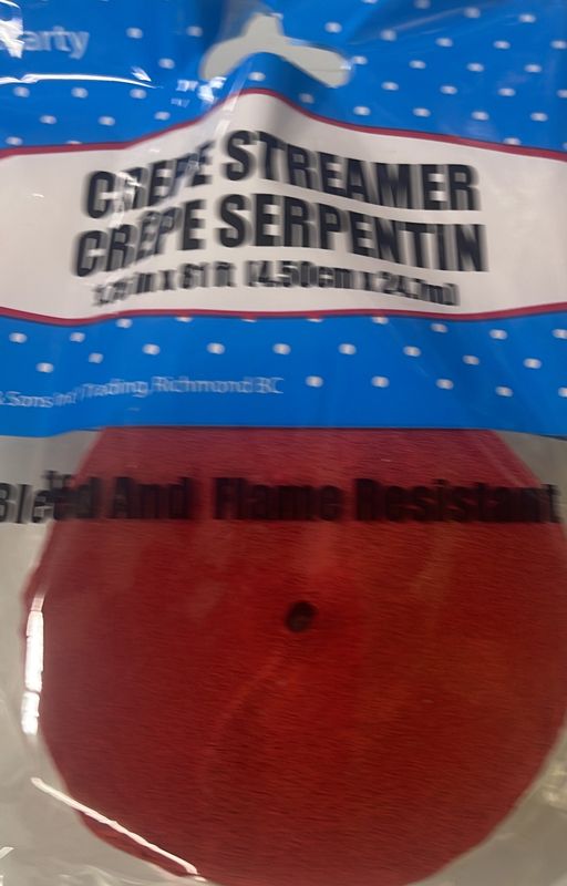 1.75&quot;x81&#39; PARTY STREAMER; FLAME RED